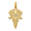 14k Yellow Gold Nurse Cap Pendant with Caduceus 7/8in