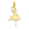 14k Yellow Gold 1in Dancing Ballerina Pendant