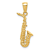 14k Yellow Gold Saxophone Pendant 7/8in