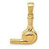 14k Yellow Gold 3-D Blow Dryer Pendant 5/8in