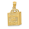 14k Yellow Gold Born to Shop Shopping Bag Pendant