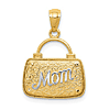 14k Yellow Gold With Rhodium Mom Handbag Pendant 5/8in