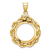 14k Yellow Gold Deluxe Rope and Diamond-cut Coin Bezel for 1/10 Oz Maple Leaf Coin 