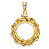 14k Yellow Gold Deluxe Rope and Diamond-cut Coin Bezel for 1/10 Oz American Eagle Coin