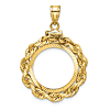 14k Yellow Gold Deluxe Rope and Diamond-cut Coin Bezel for Quarter Eagle US Coin