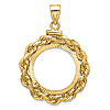 14k Yellow Gold Deluxe Rope and Diamond-cut Coin Bezel for Dime
