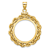 14k Yellow Gold Deluxe Rope and Diamond-cut Coin Bezel for Five Dollar US Coin