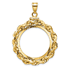 14k Yellow Gold Deluxe Rope and Diamond-cut Coin Bezel for 1/4 Oz American Eagle Coin