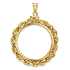 14k Yellow Gold Deluxe Rope and Diamond-cut Coin Bezel for Ten Dollar US Coin