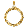 14k Yellow Gold Deluxe Rope and Diamond-cut Coin Bezel for 1 Oz Maple Leaf Coin
