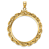 14k Yellow Gold Deluxe Rope and Diamond-cut Coin Bezel for 1 oz Panda Coin