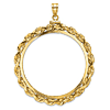 14k Yellow Gold Deluxe Rope and Diamond-cut Coin Bezel for Mexican 50 Pesos Coin