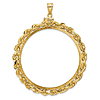14k Yellow Gold Deluxe Rope and Diamond-cut Coin Bezel for Austria 4 Ducat Coin