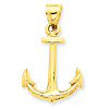 14k Yellow Gold 1in 3-D Anchor Pendant