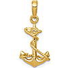 14kt Yellow Gold 5/8in 3-D Anchor Pendant with Rope