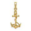 14k Yellow Gold 3-D Anchor Pendant With Shackle And Entwined Rope