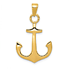 14k Yellow Gold Anchor Pendant with Smooth Polished Finish 3/4in