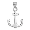 14k White Gold Anchor Pendant with Smooth Polished Finish 3/4in