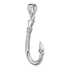 14k White Gold 1in 3-D Fish Hook Pendant