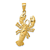 14k Yellow Gold 3-D Lobster Pendant 1in