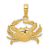 14k Yellow Gold Blue Crab Pendant 5/8in