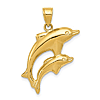 14k Yellow Gold Pair of Dolphins Pendant 7/8in