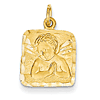 14kt Yellow Gold 1/2in Square Satin Angel Charm