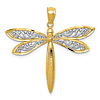 14k Yellow Gold With Rhodium Dragonfly Pendant 7/8in