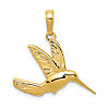 14k Yellow Gold Hummingbird Pendant 3/4in