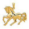 14k Yellow Gold Large Galloping Horse Pendant 1in