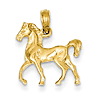 14kt Yellow Gold 3/4in Polished Standing Horse Pendant