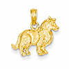 14kt Yellow Gold Collie Dog Pendant