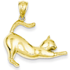 14kt Yellow Gold 3/4in Stretching Cat Pendant