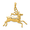 14k Yellow Gold Running Deer Pendant 7/8in