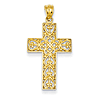 14kt Yellow Gold 15/16in Diamond-cut Filigree Cross