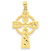 14kt Yellow Gold 1in Diamond-cut Celtic Cross