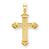 14kt Yellow Gold 1 1/4in Budded Cross with Bead Accents