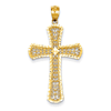 14kt Yellow Gold 1 1/4in Diamond-cut Filigree Cross