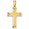 14kt Yellow Gold 1 1/2in Hollow 3-D Grooved Cross Pendant