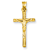 14k Yellow Gold 1in Hollow Crucifix Pendant