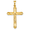 14k Yellow Gold Hollow Reversible Crucifix with Rounded Ends 1 3/4in