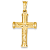 14kt Yellow Gold 1 1/2in Hollow Reversible Crucifix Cross