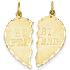 14kt Yellow Gold 7/8in Best Friends Break Apart Heart Pendant