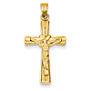 14k Yellow Gold Reversible Hollow Tapered Crucifix 1in