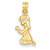 14k Yellow Gold Praying Girl Pendant 5/8in