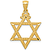 14kt Yellow Gold 7/8in Diamond Cut Star of David Pendant