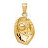 14k Yellow Gold Small Baseball Glove And Ball Pendant