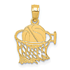 14k Yellow Gold Basketball in Net Pendant 1/2in