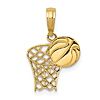 14k Yellow Gold Basketball and Hoop Charm 1/2in