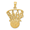 14k Yellow Gold Swish Basketball and Hoop Pendant 7/8in